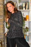 Tiby Funnel Neck Layering Top Leopard Black